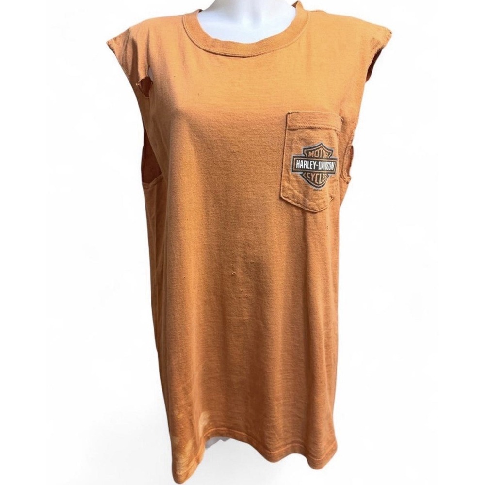 0021 Vintage Thrashed Harley Davidson Racing Sleeveless Tee